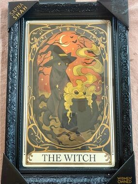 NWT Sapna Shah The Witch Framed Wall Art 12 x 18 Halloween Samhain Fall Autumn